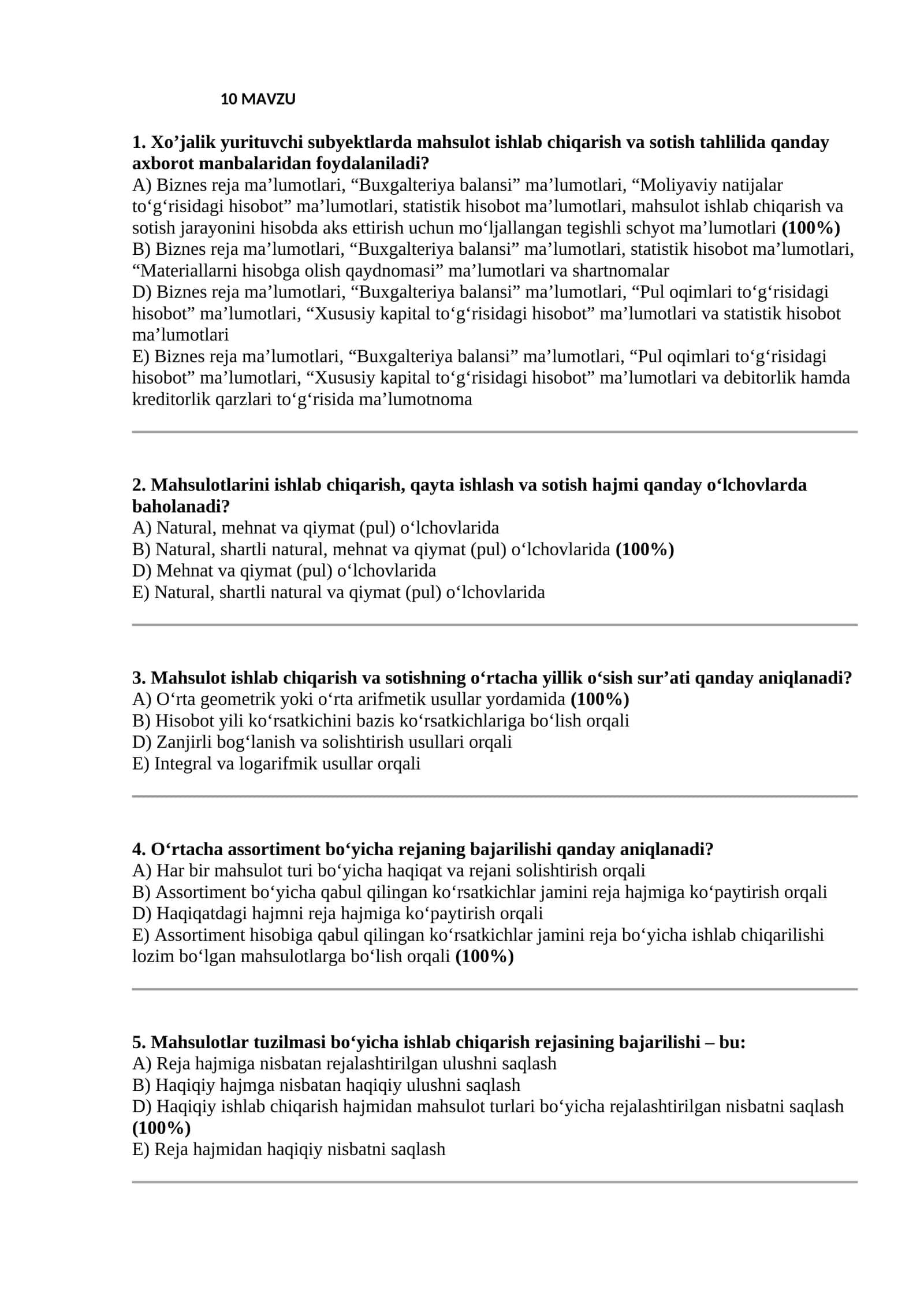 Xo’jalik yurituvchi subyektlarda mahsulot ishlab chiqarish va sotish tahlili 1