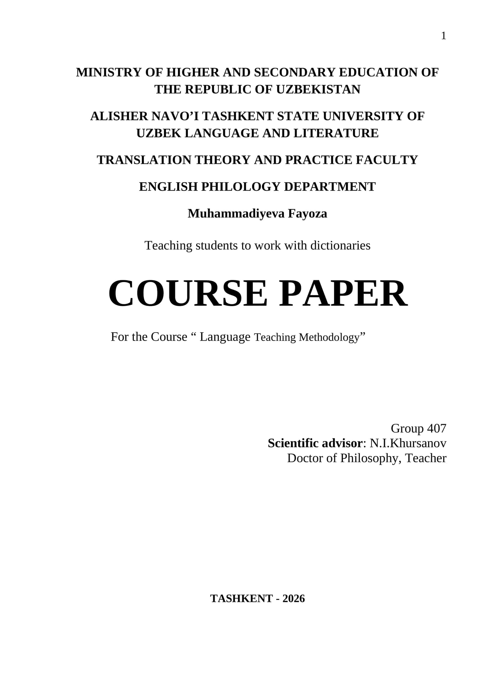 Language Teaching Methodology 1