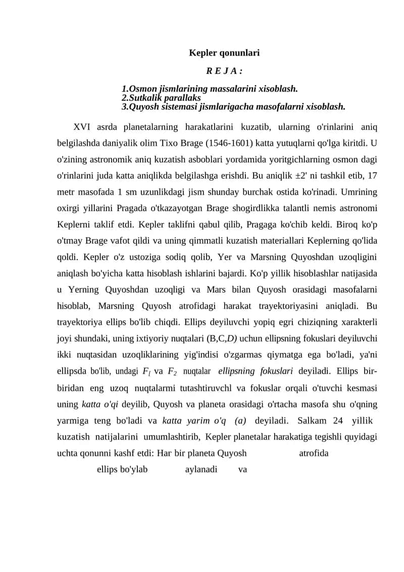 Kepler qonunlari 1