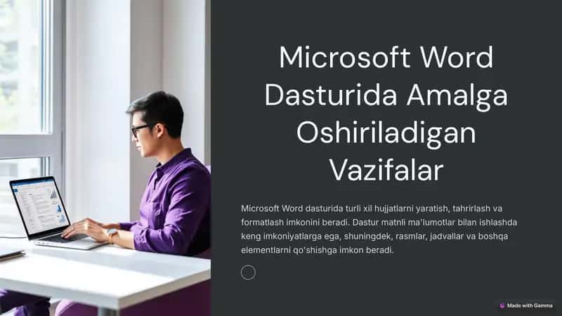 Microsoft Word Dasturida Amalga Oshiriladigan Vazifalar 1