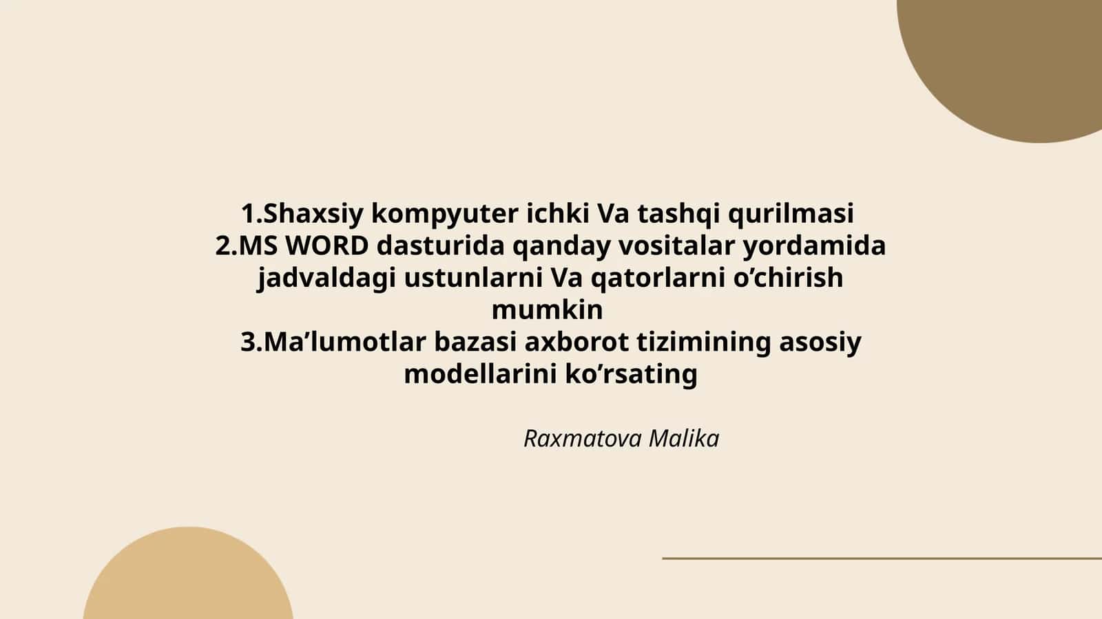 Shaxsiy kompyuter ichki Va tashqi qurilmasi 1