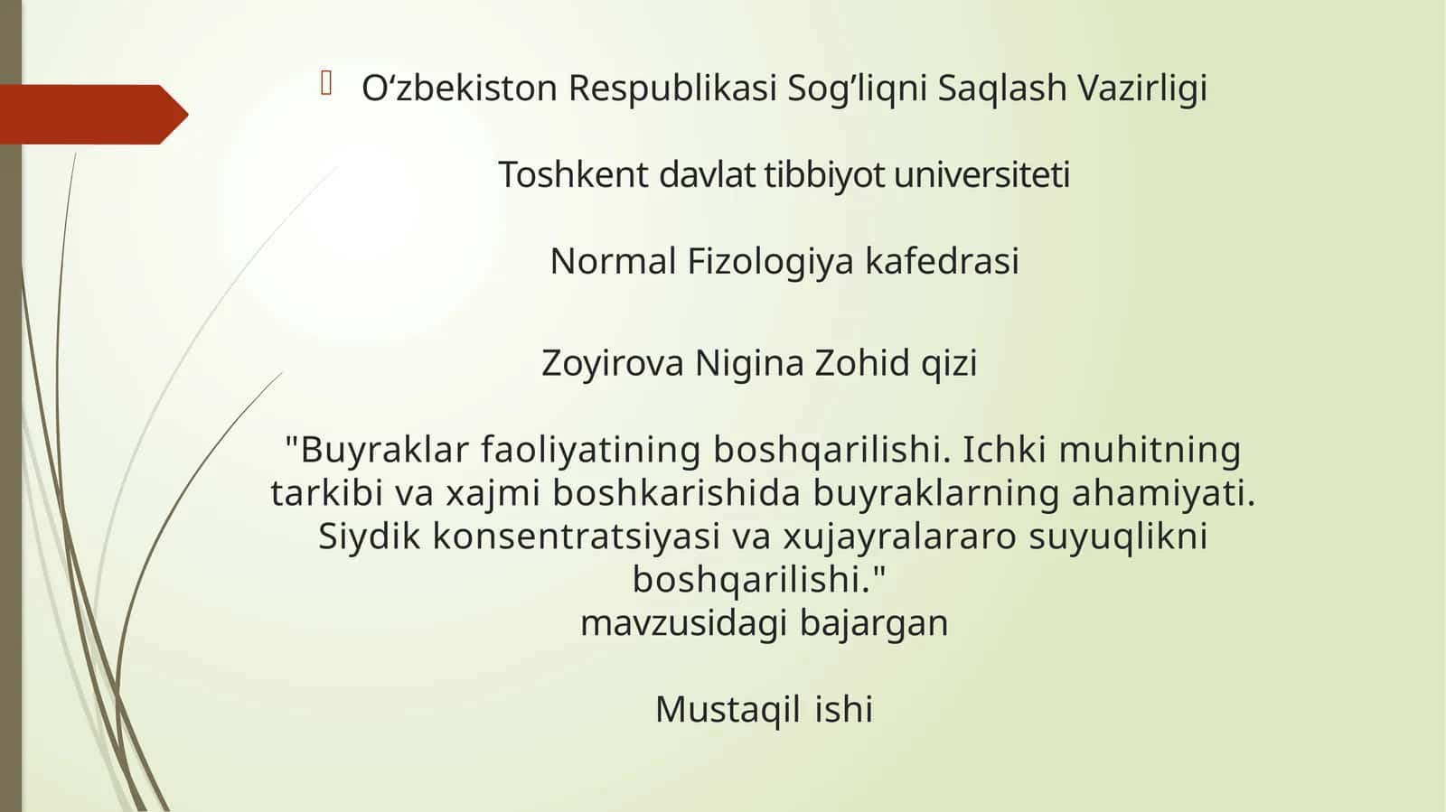 Fiziologiyadan tematik mustaqil ish 1