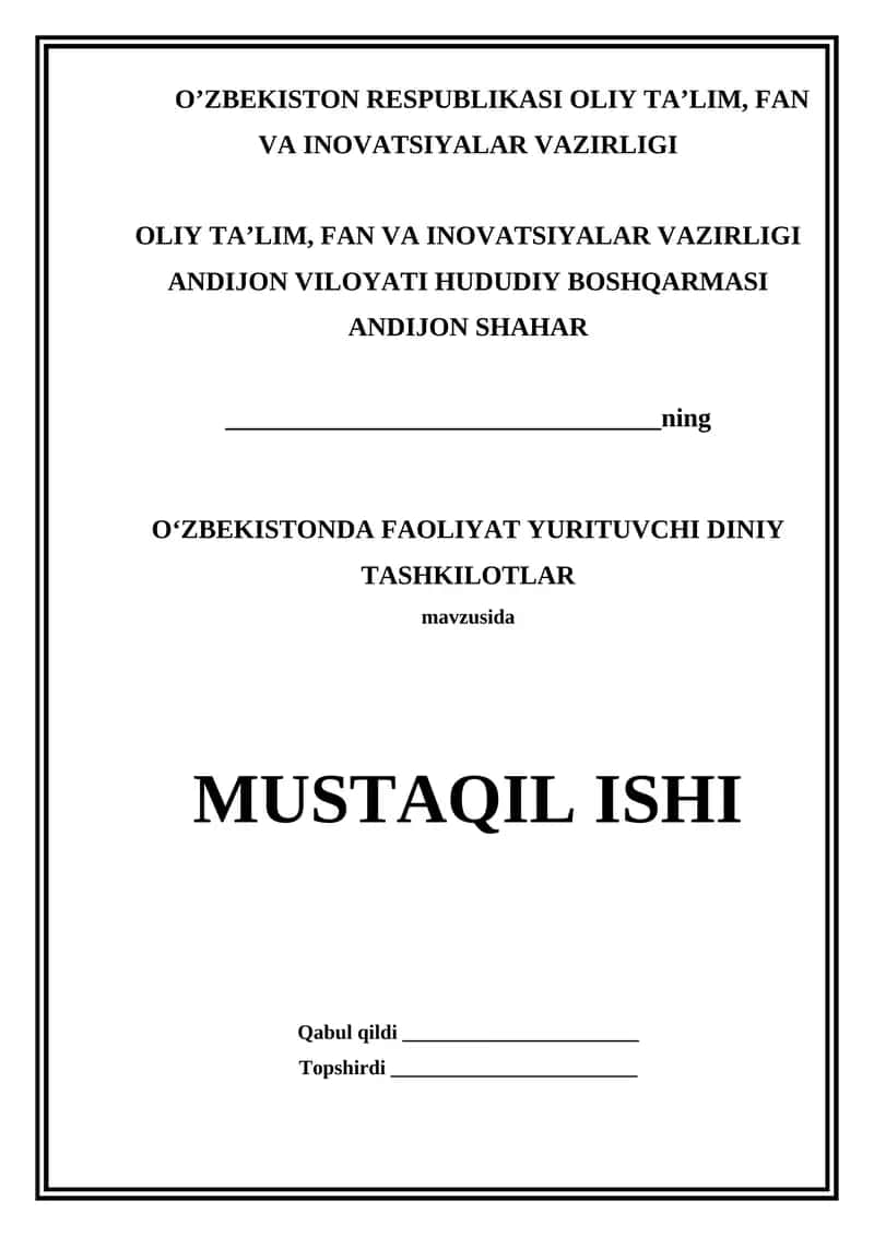 O‘zbekistonda Faoliyat Yurituvchi Diniy Tashkilotlar 1