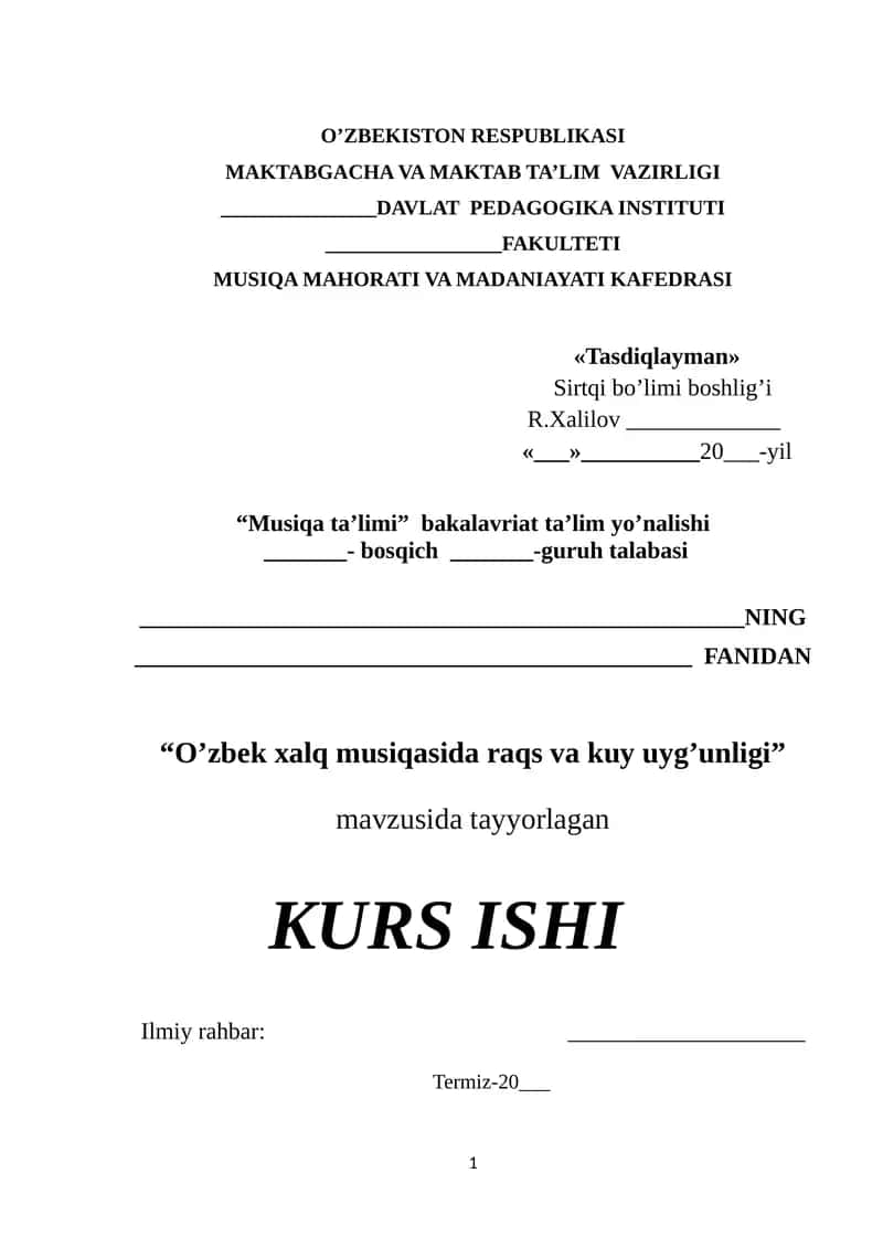 O’zbek xalq musiqasida raqs va kuy uyg’unligi 1