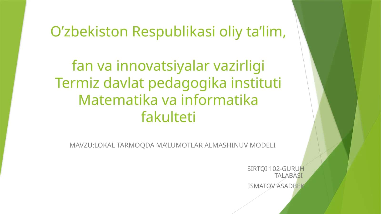 LOKAL TARMOQDA MA’LUMOTLAR ALMASHINUV MODELI 1