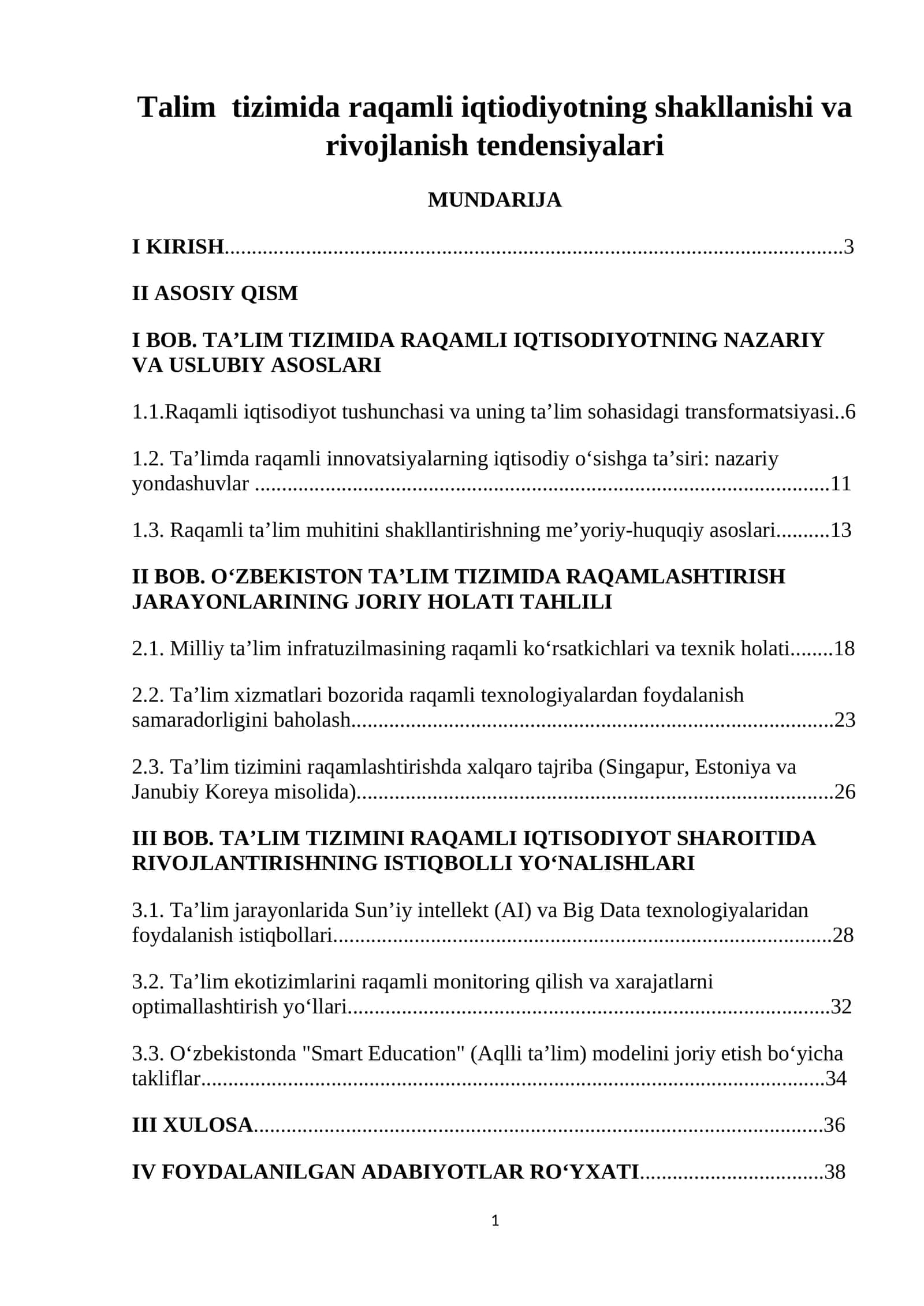 Talim tizimida raqamli iqtiodiyotning shakllanishi va rivojlanish tendensiyalari 1