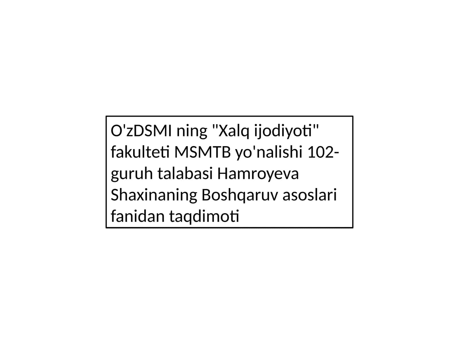Boshqaruv asoslari fanidan taqdimoti 1