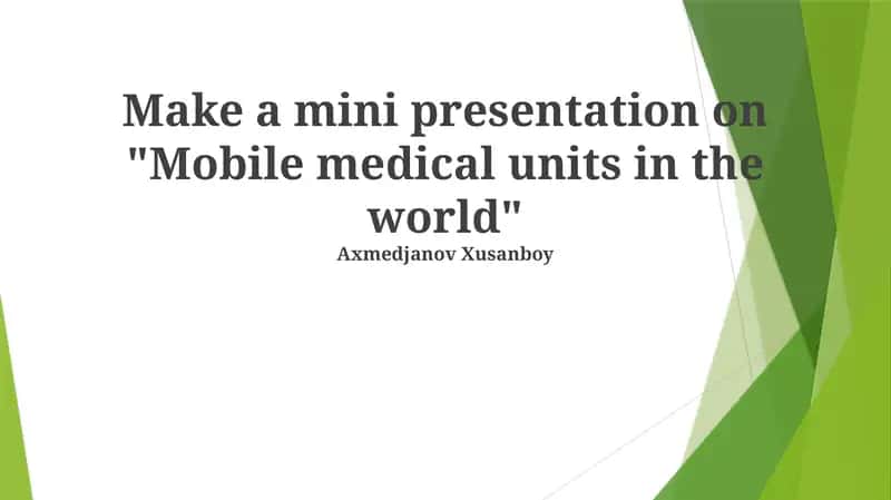 Mobile Medical Units in the World 1
