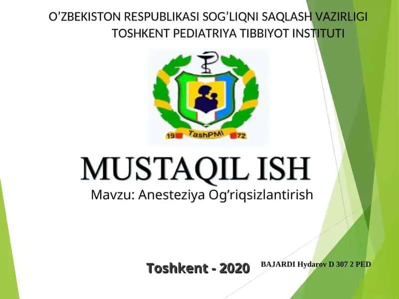 Anesteziya Og’riqsizlantirish 1