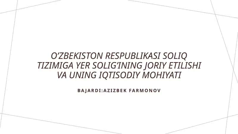 Yer solig’ining joriy etilishi va uning iqtisodiy mohiyati 1