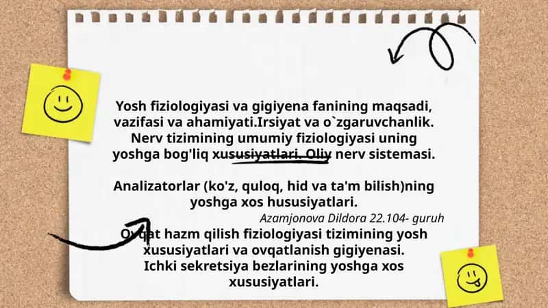 Yosh Fiziologiyasi va Gigiyena 1