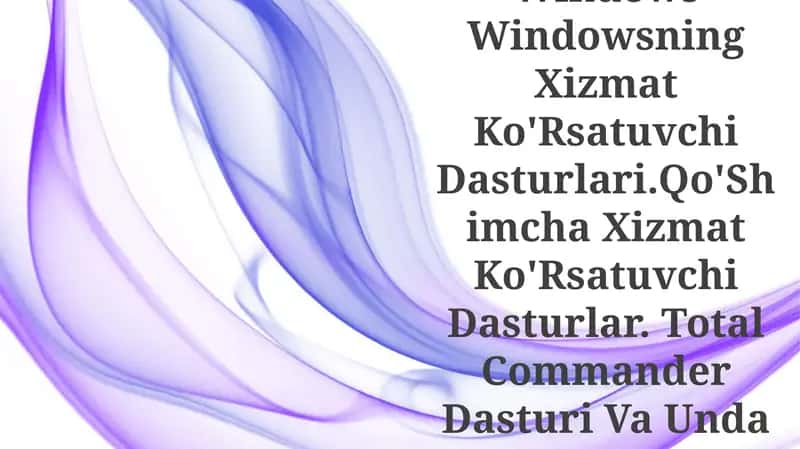 Fayl Va Disklarga Xizmat Ko'Rsatuvchi Dasturlar 1