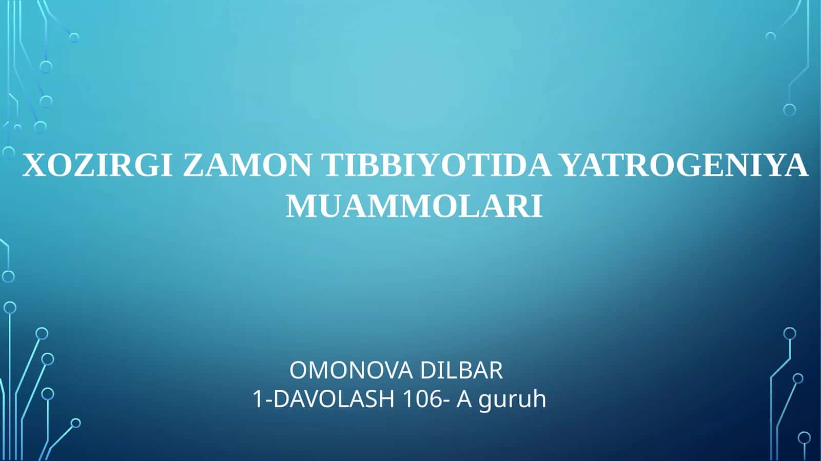 XOZIRGI ZAMON TIBBIYOTIDA YATROGENIYA MUAMMOLARI 1