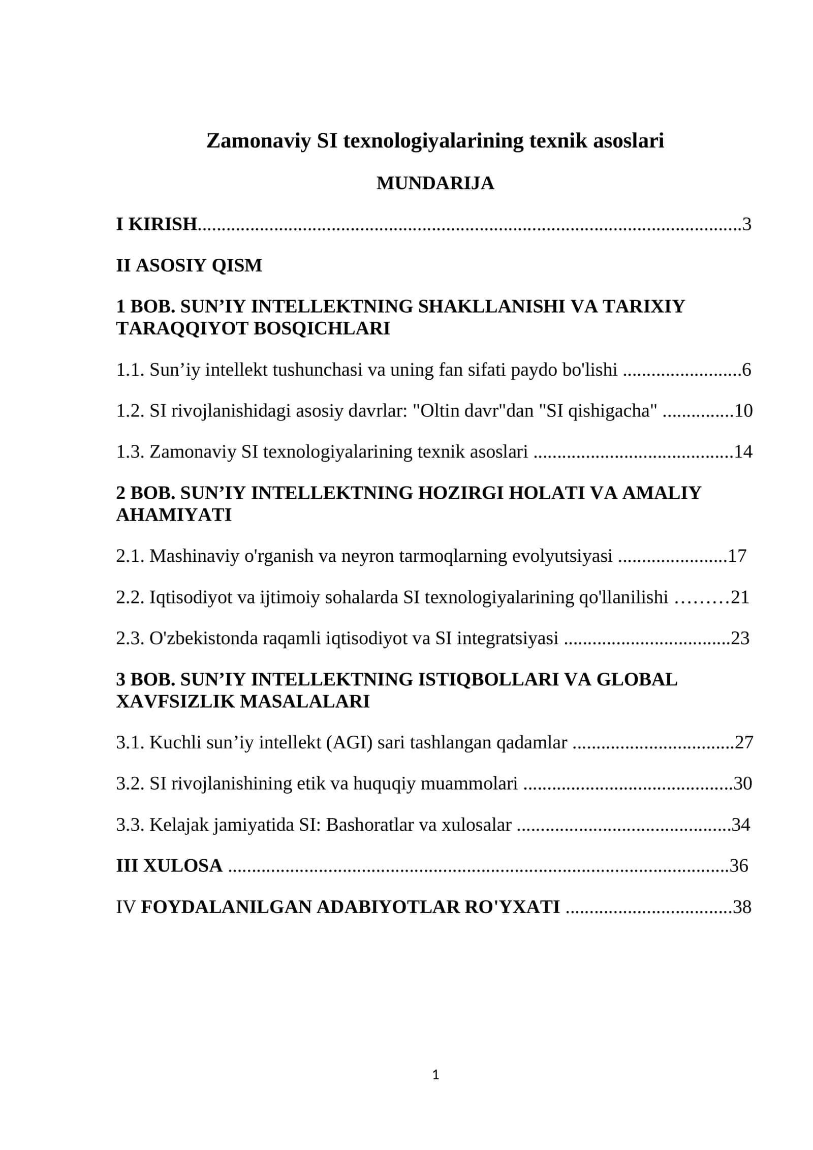Zamonaviy SI texnologiyalarining texnik asoslari 1