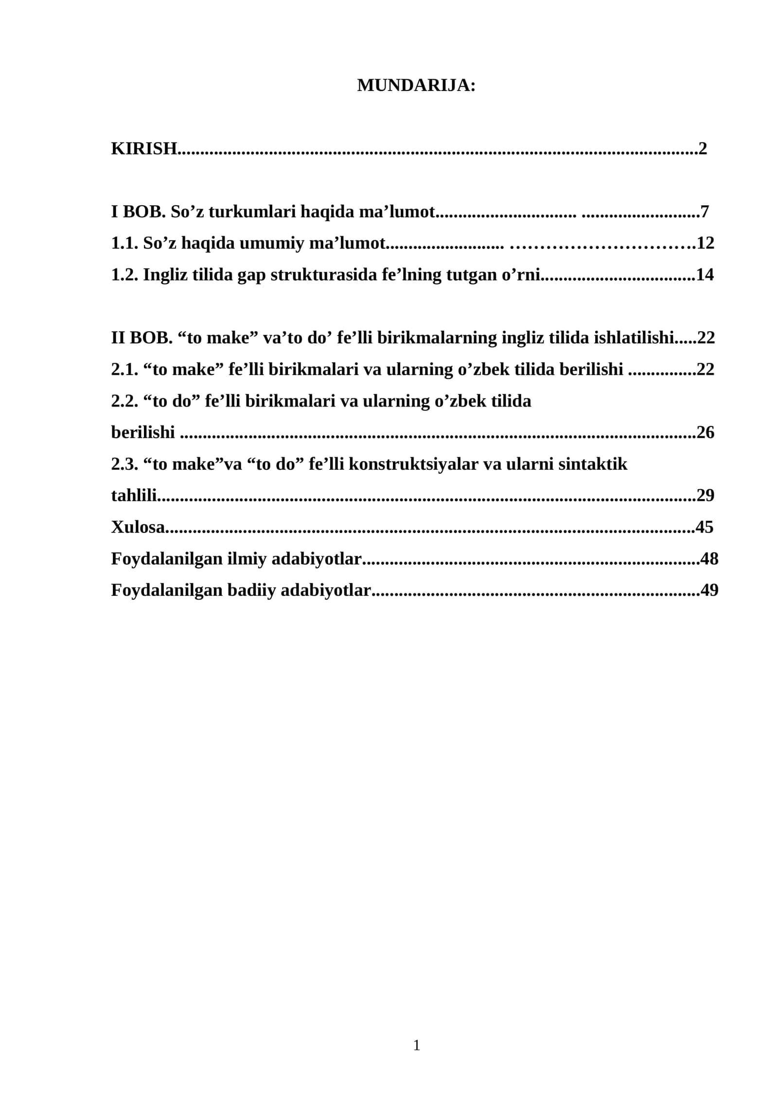 Ingliz tilida gap strukturasida fe’lning tutgan o’rni 1