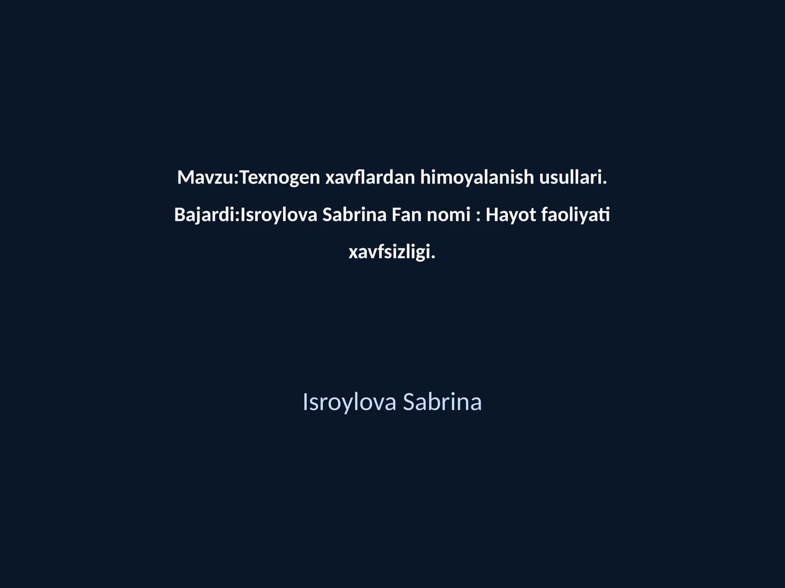 Texnogen xavflardan himoyalanish usullari 1