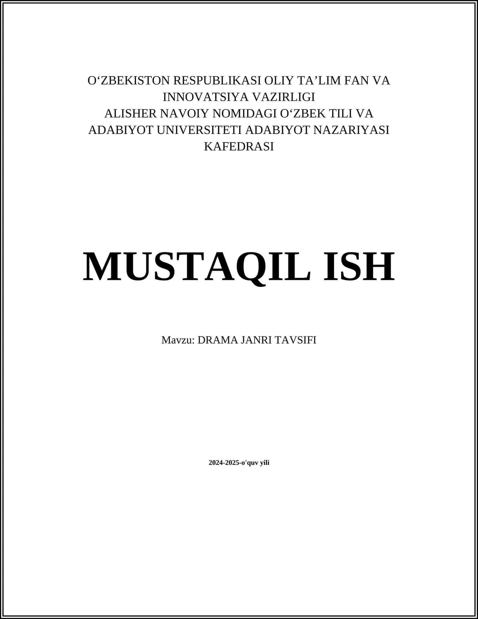 DRAMA JANRI TAVSIFI 1