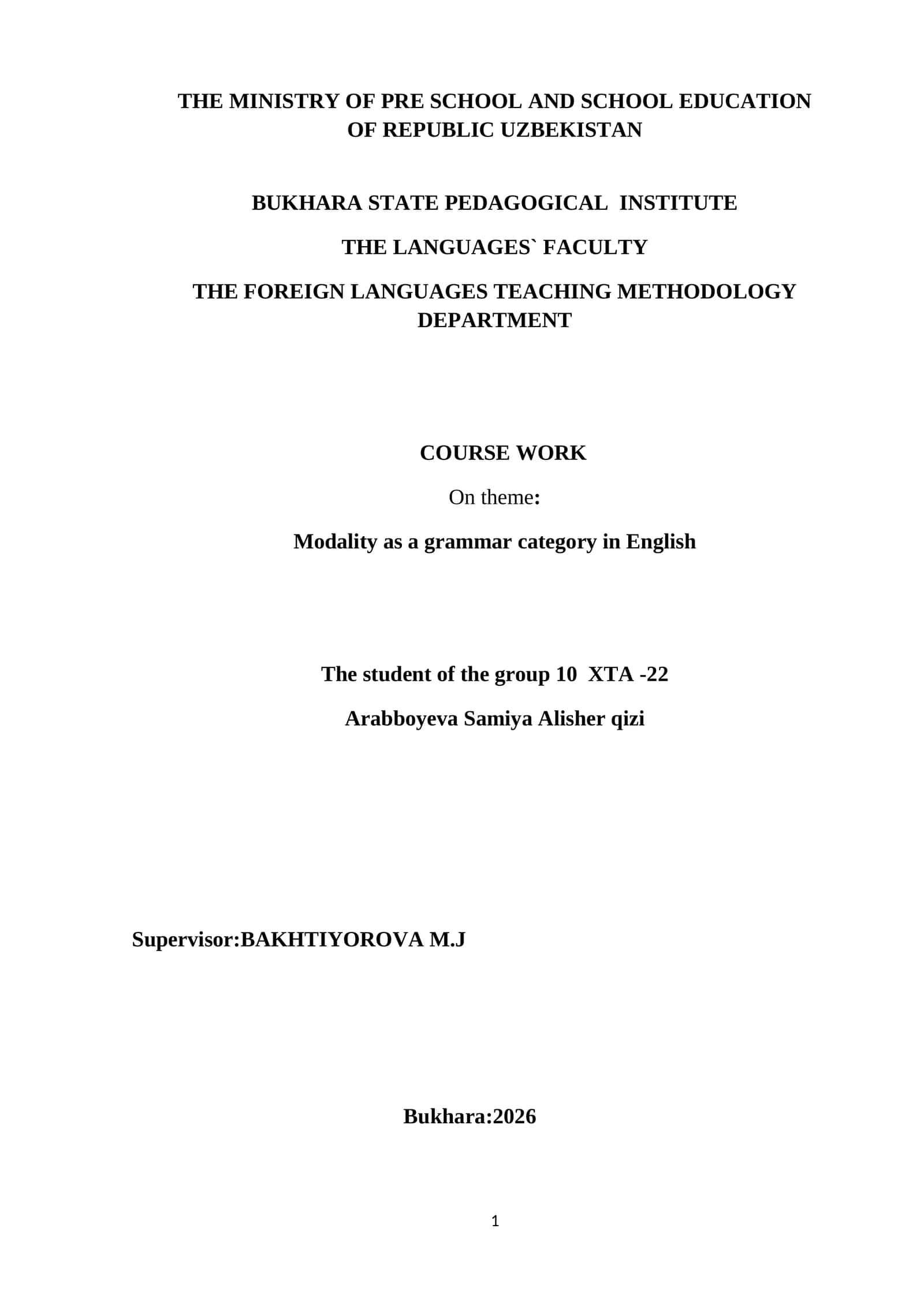 Modality as a grammar category in English 1