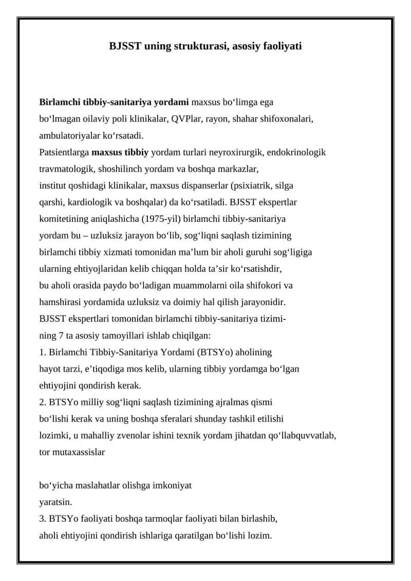 Birlamchi Tibbiy-Sanitariya Yordami 1