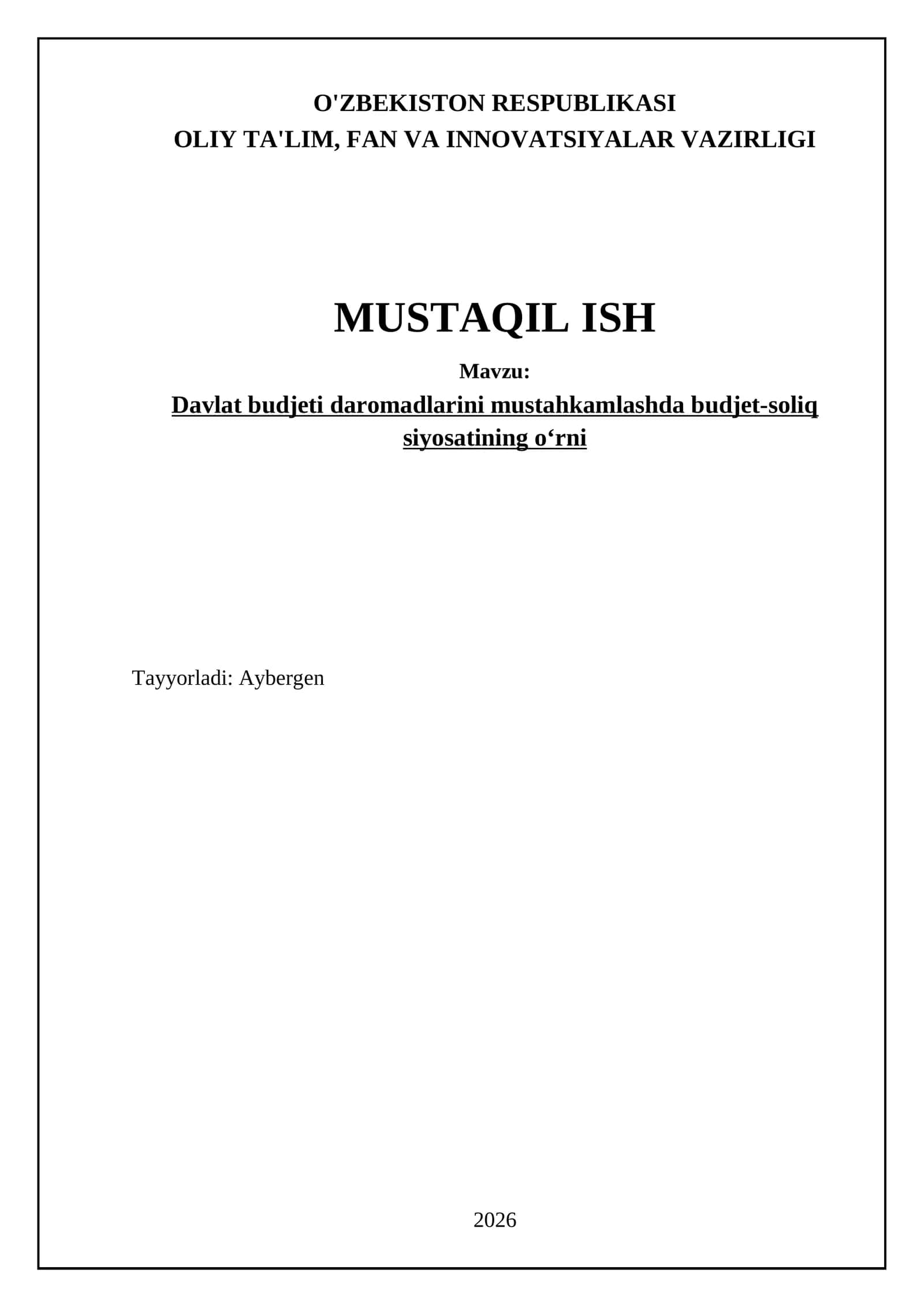 Davlat budjeti daromadlarini mustahkamlashda budjet-soliq siyosatining oʻrni 1