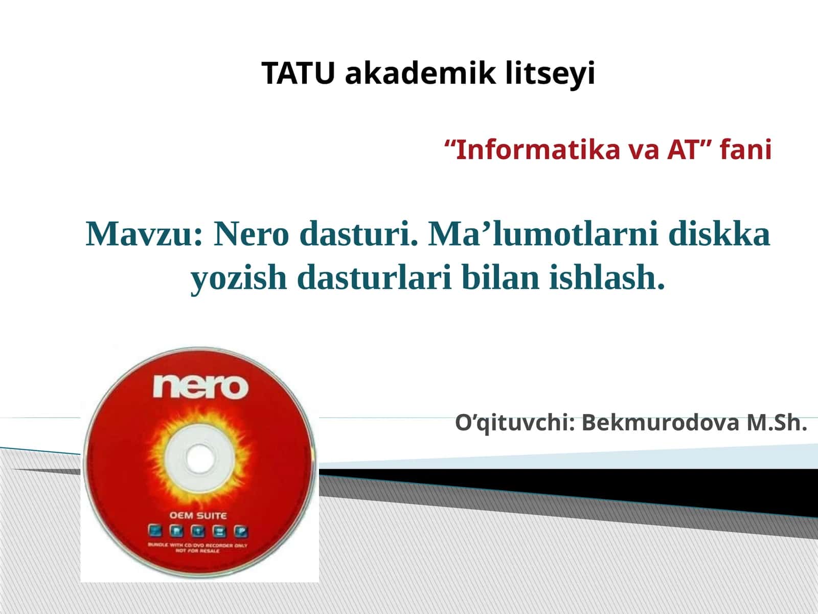 Nerodasturi.Ma’lumotlarnidiskkayozishdasturlaribilanishlash 1