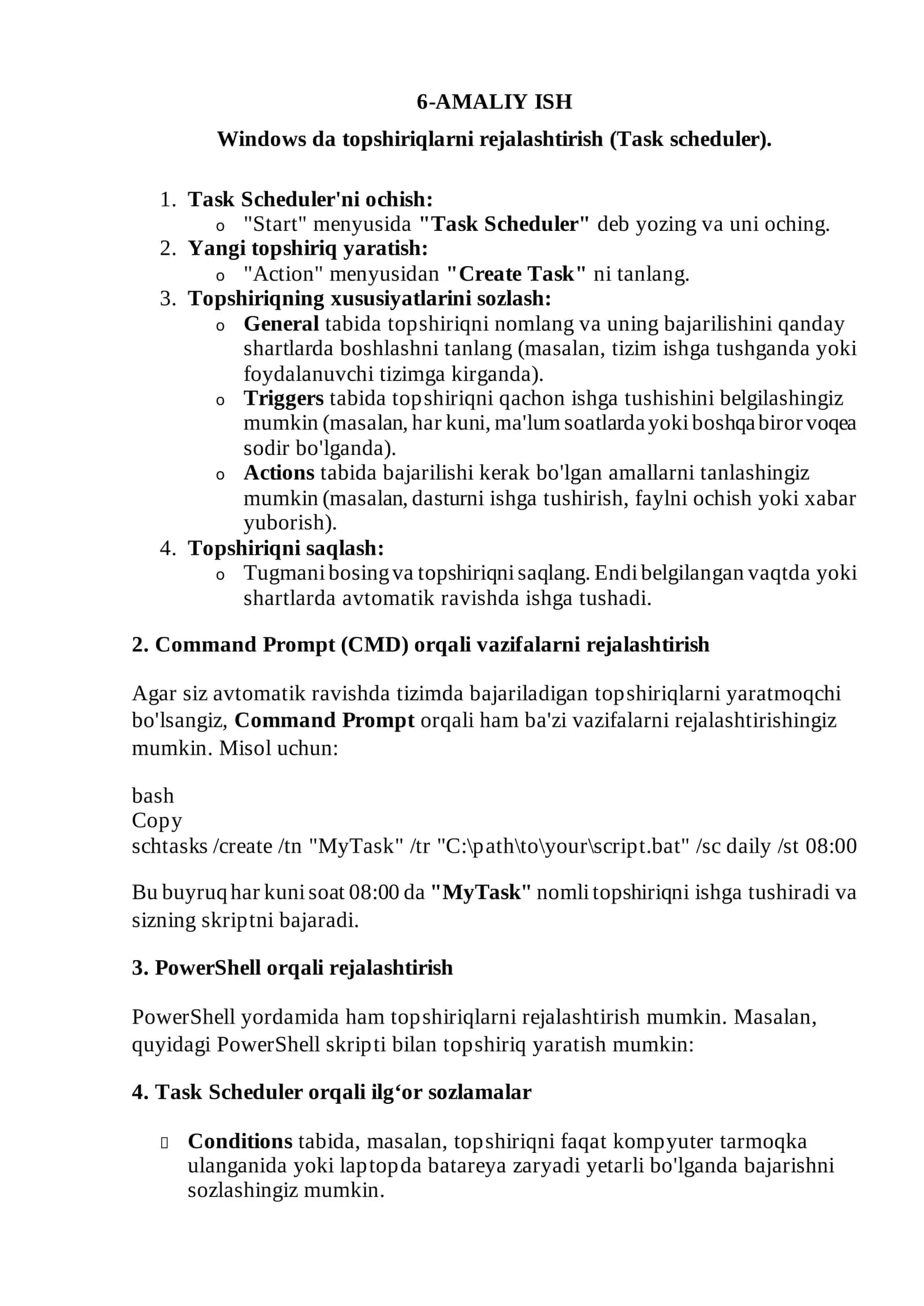 Yangi zadacha yaratish 1