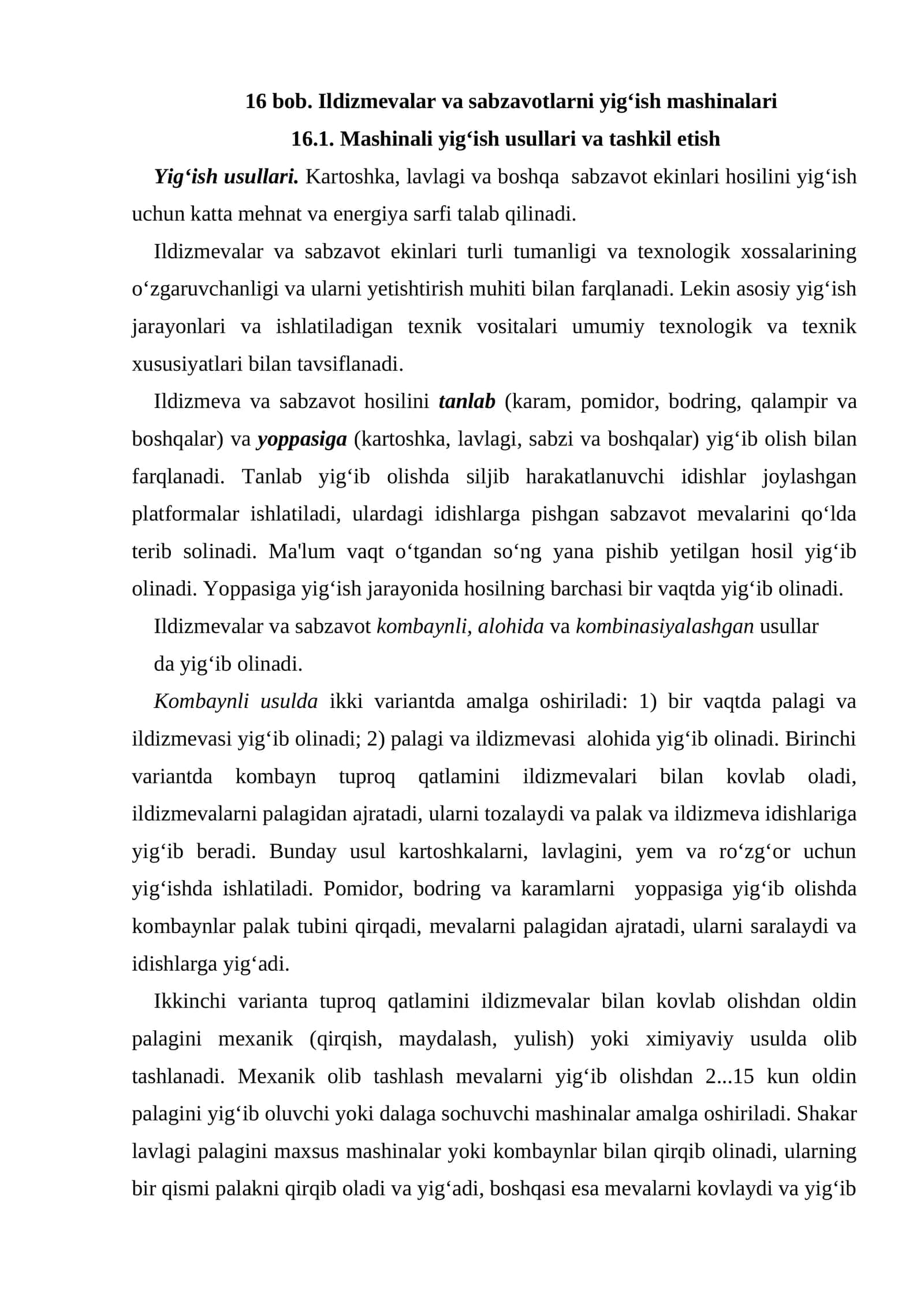 Ildizmevalar va sabzavotlarni yig‘ish mashinalari 1