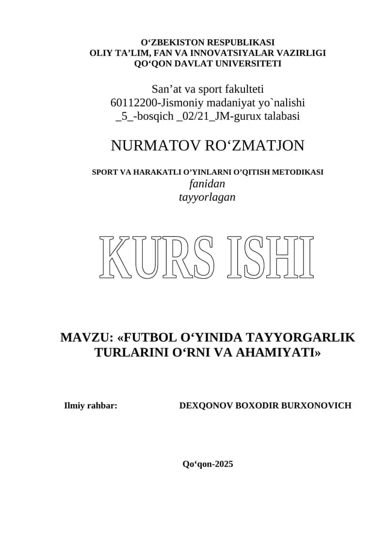 SPORT VA HARAKATLI O’YINLARNI O’QITISH METODIKASI 1