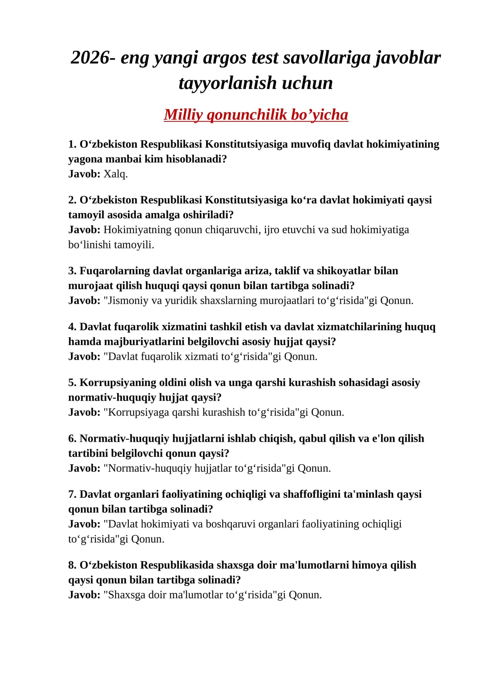2026- eng yangi argos test savollariga javoblar tayyorlanish uchun 1