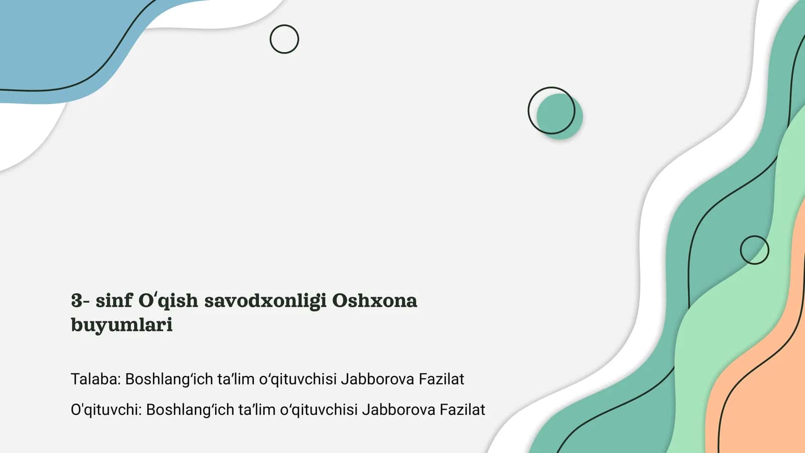 3- sinf O‘qish savodxonligi Oshxona buyumlari 1
