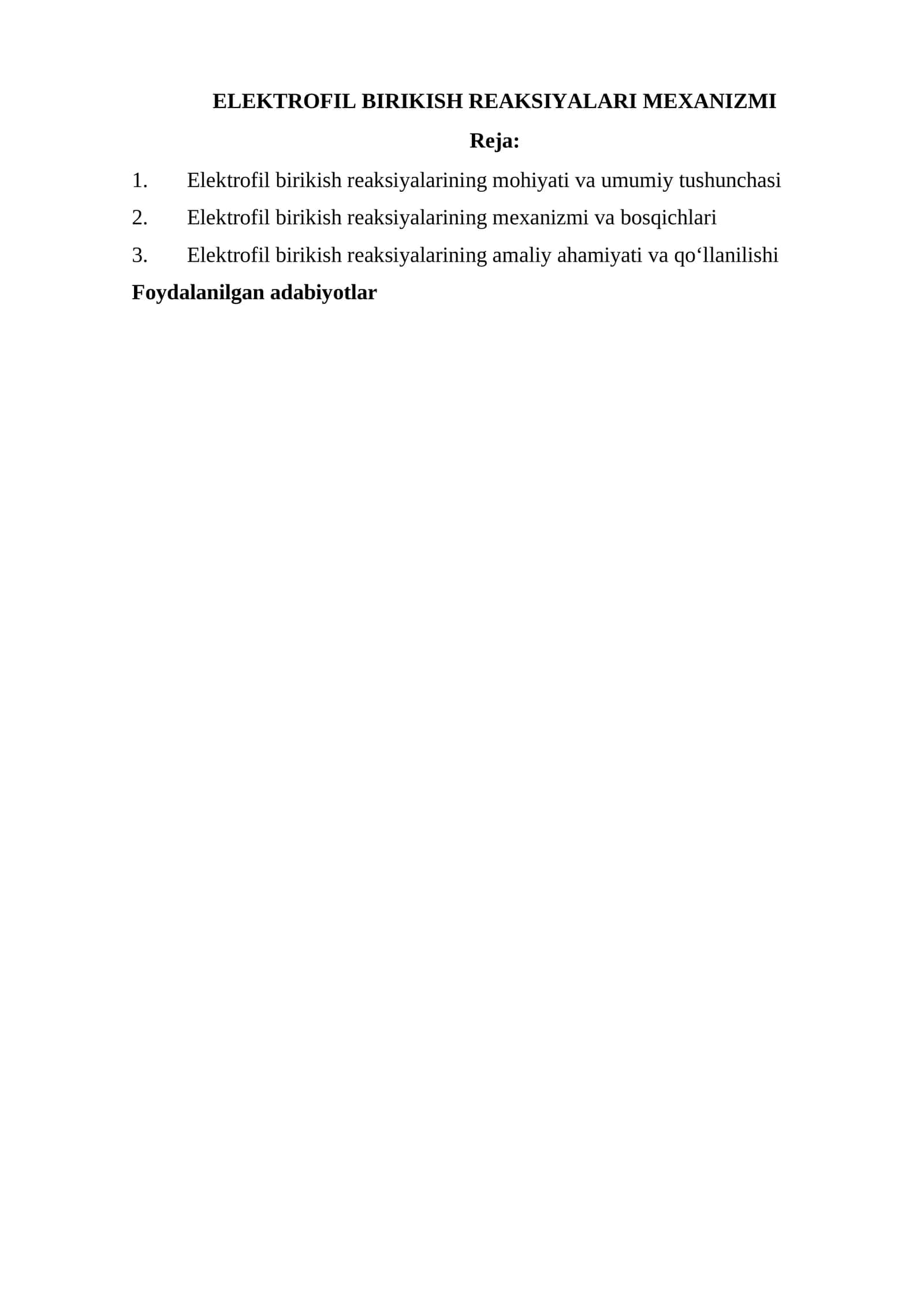 ELEKTROFIL BIRIKISH REAKSIYALARI MEXANIZMI 1