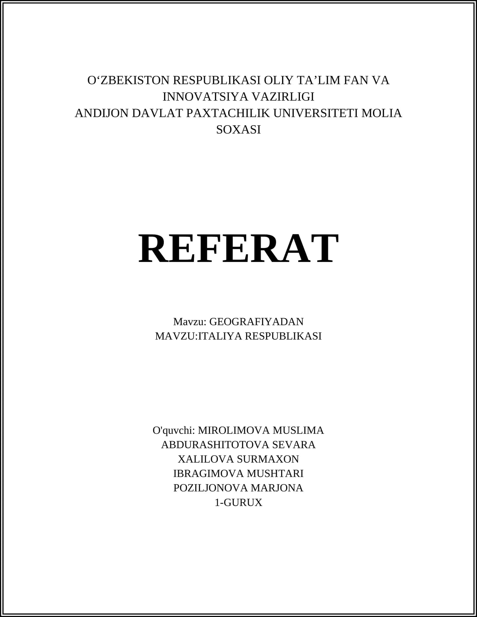 ITALIYA RESPUBLIKASI 1