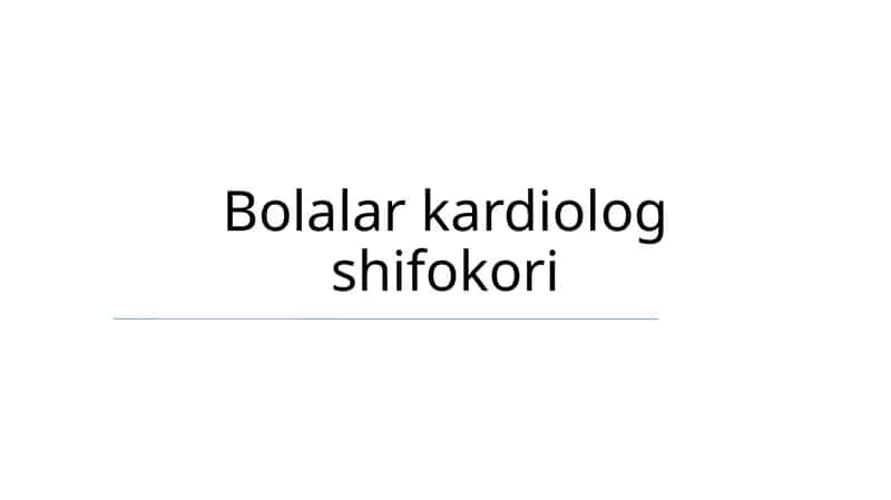 Pediatrik kardiologiya 1