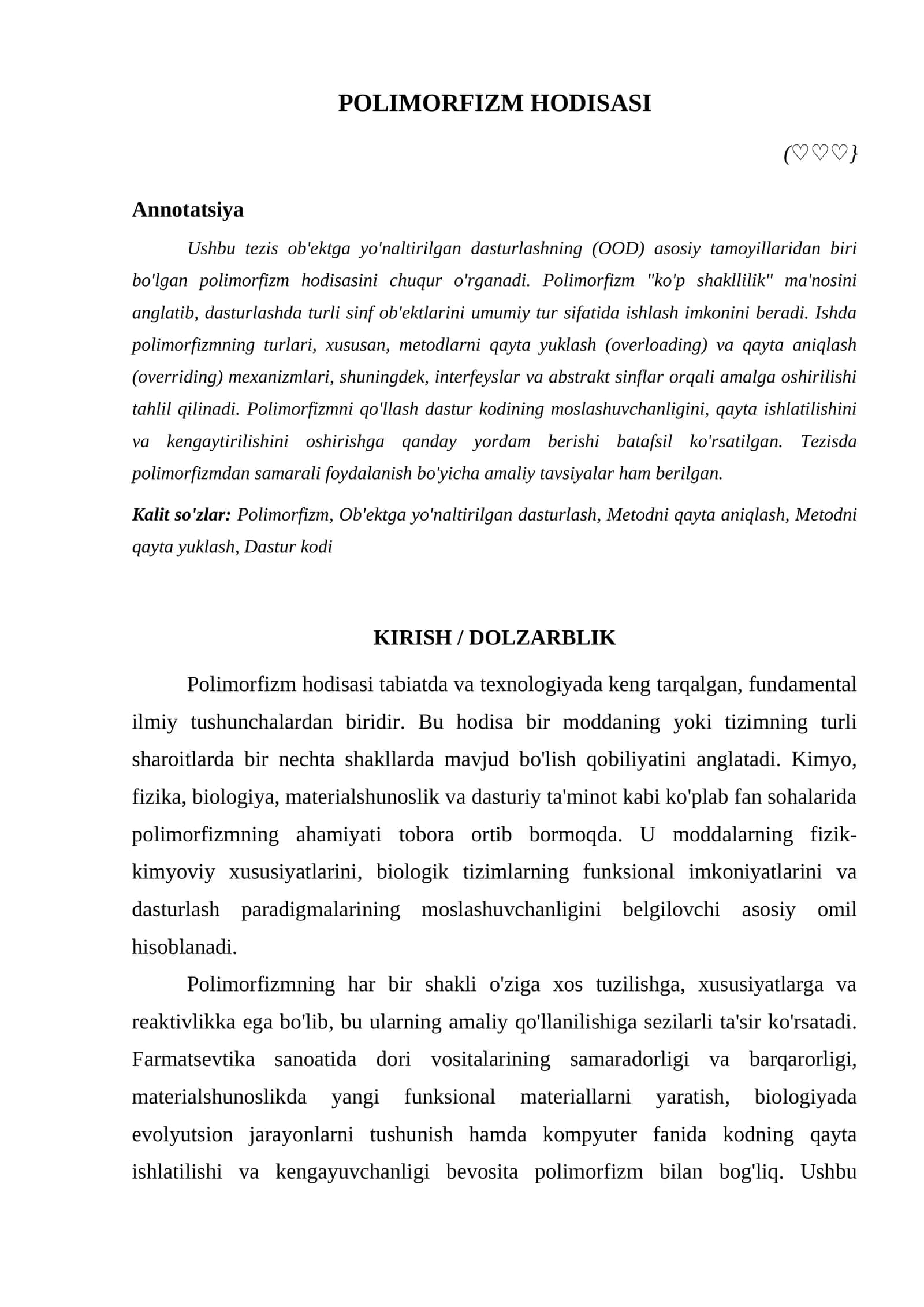 Polimorfizm Hodisasi 1