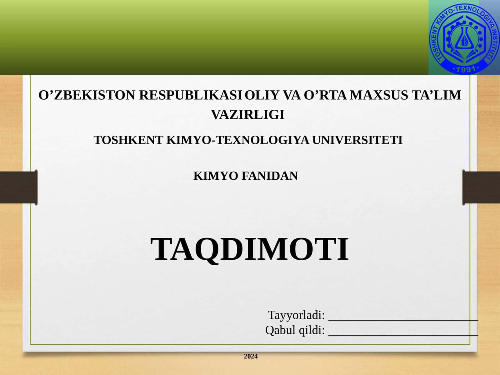 Kimyofanidan Taqdimoti 1