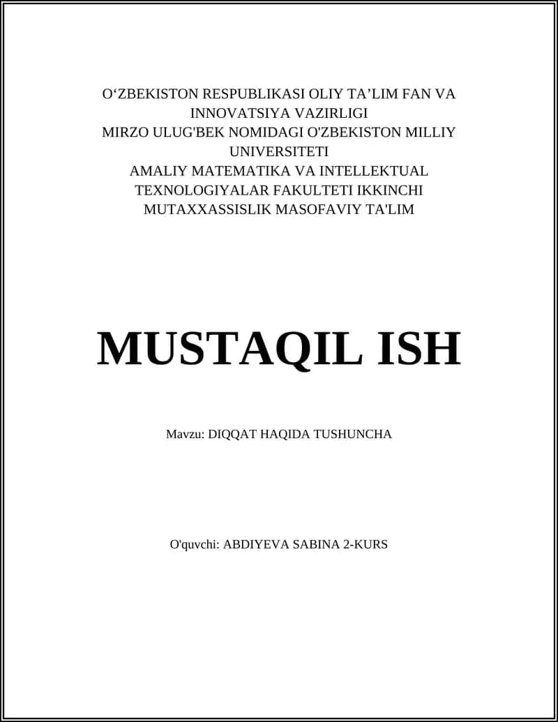 DIQQAT HAQIDA TUSHUNCHA 1