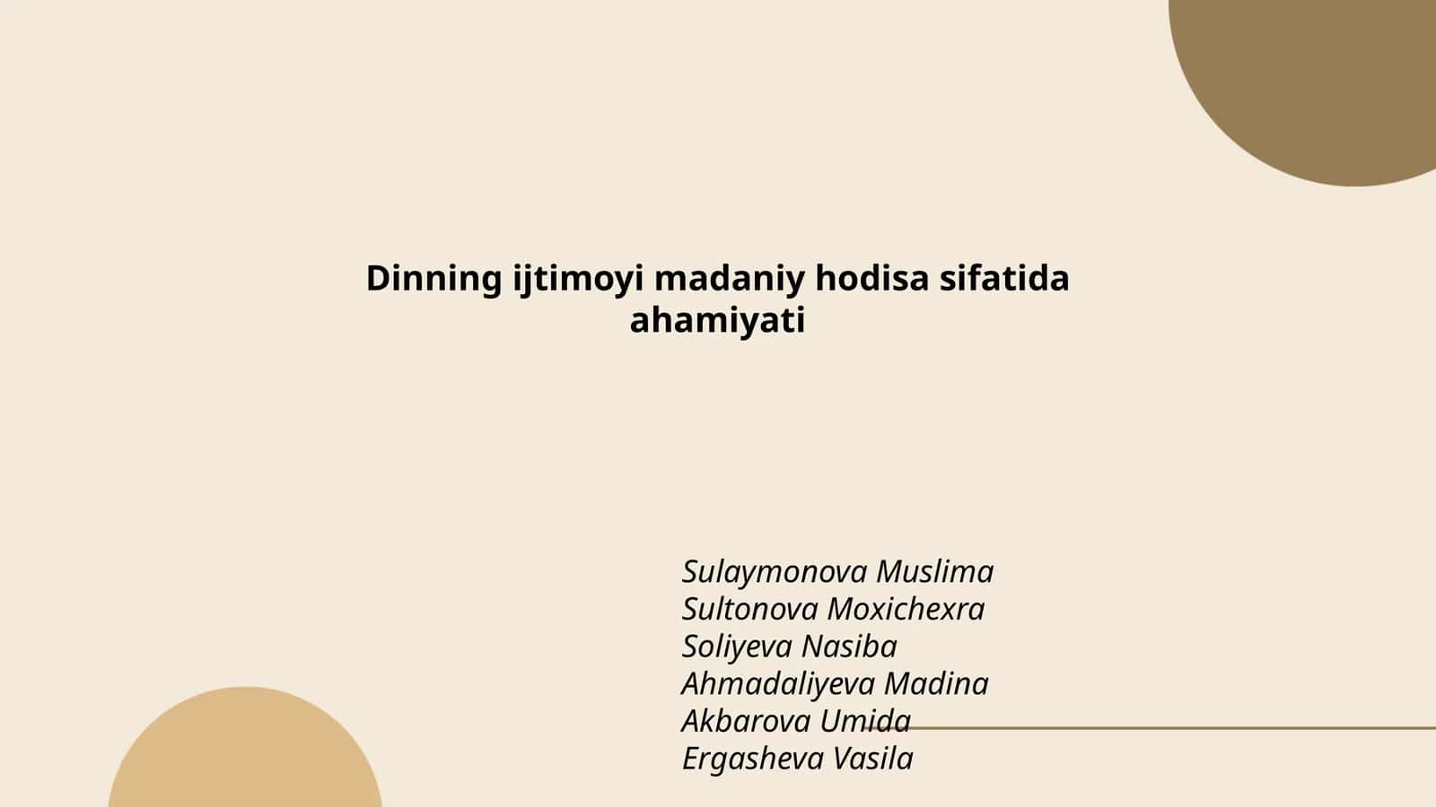 Dinning ijtimoyi madaniy hodisa sifatida ahamiyati 1