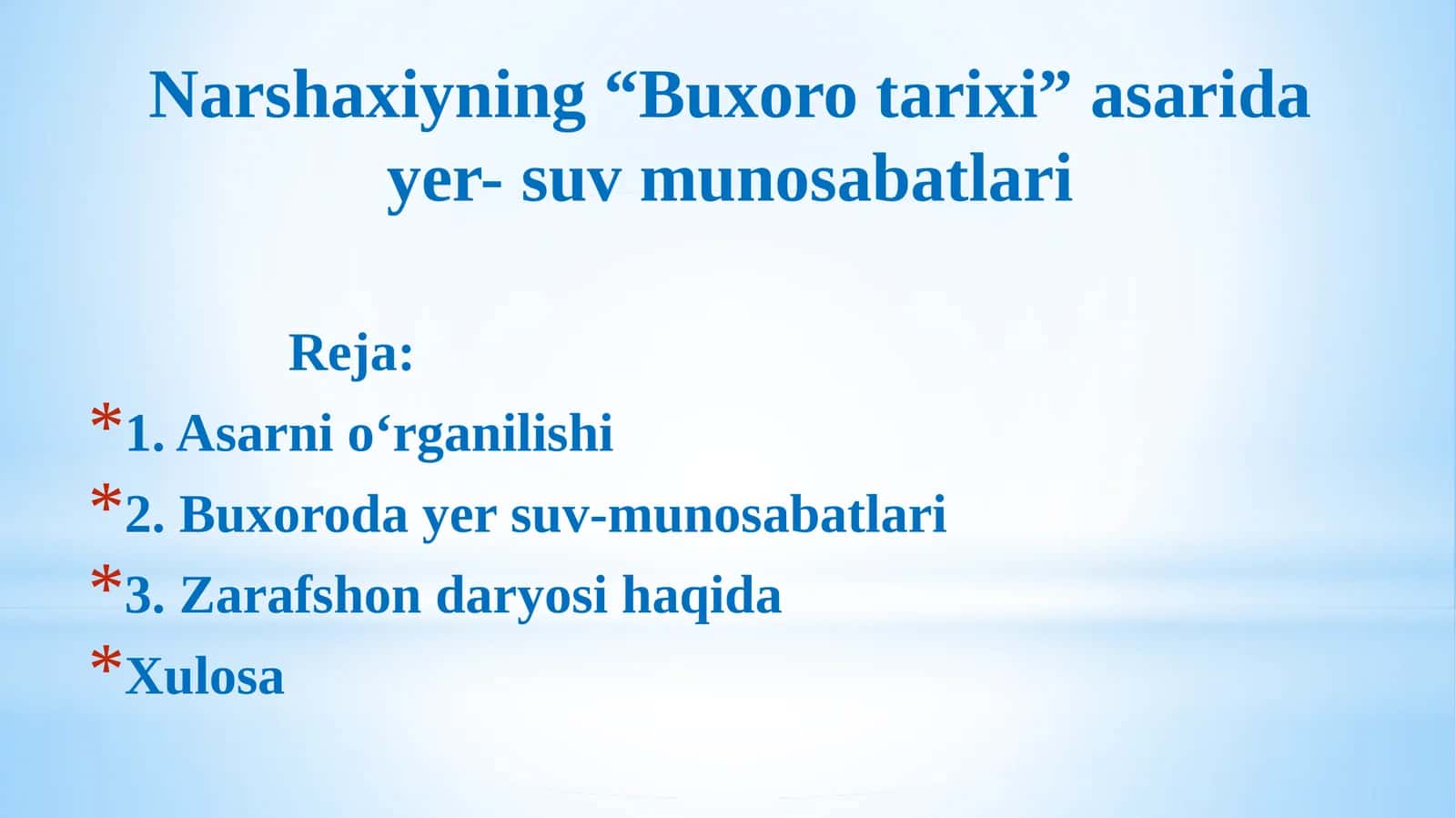 Narshaxiyning “Buxorotarixi” asarida yer-suv munosabatlari 1