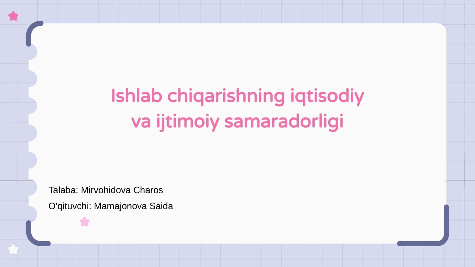 Ishlab chiqarishning iqtisodiy va ijtimoiy samaradorligi 1
