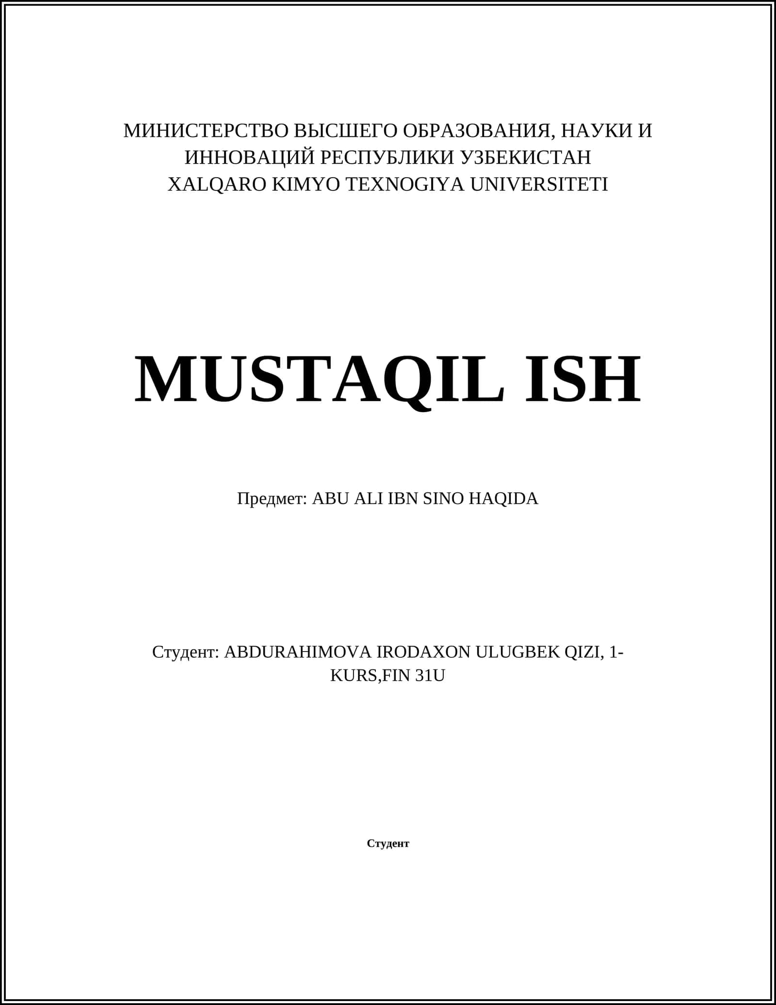 ABU ALI IBN SINO HAQIDA 1