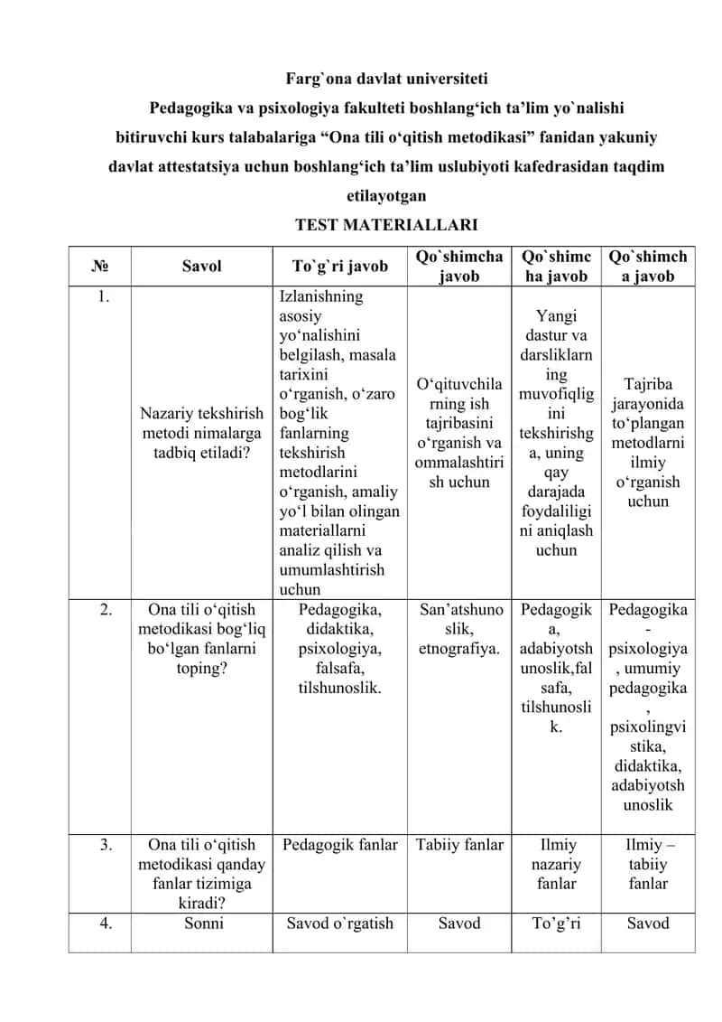 Ona tili o‘qitish metodikasi 1