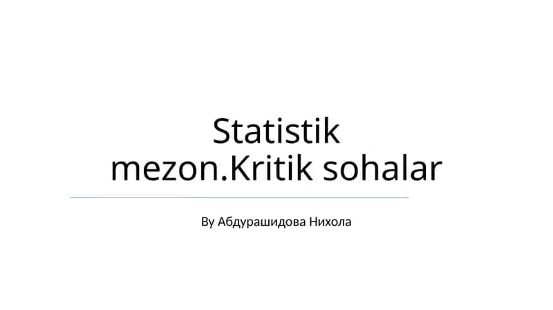 Statistik mezon.Kritik sohalar 1
