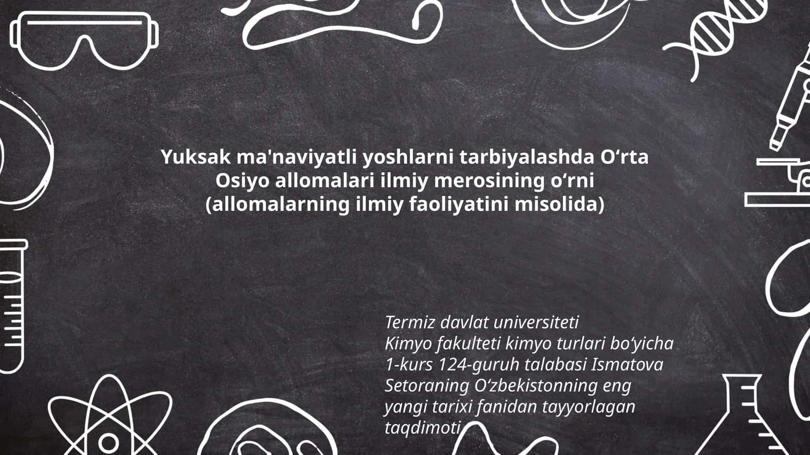Yuksak ma'naviyatli yoshlarni tarbiyalashda Oʻrta Osiyo allomalari ilmiy merosining oʻrni (allomalarning ilmiy faoliyatini misolida) 1
