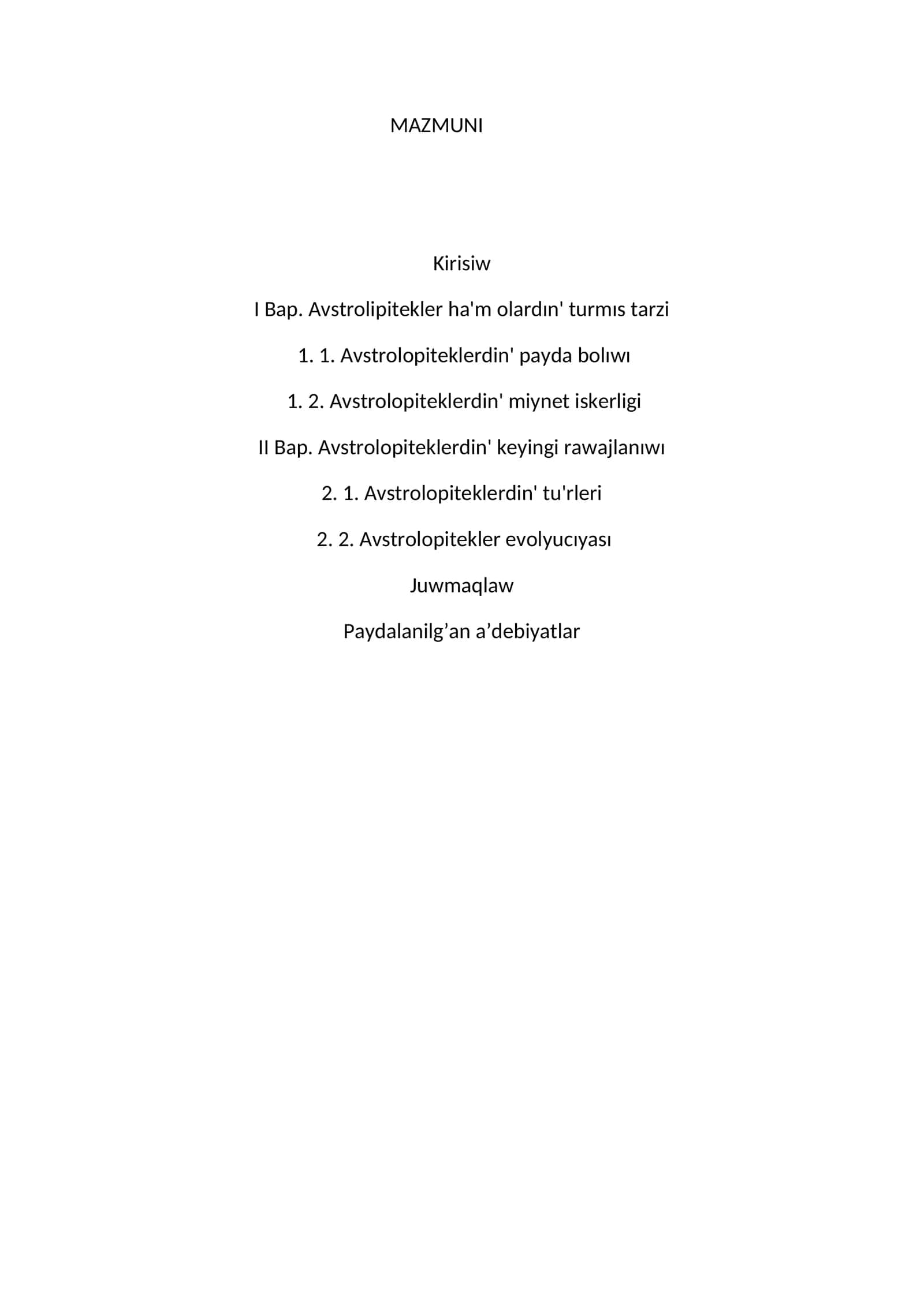 Avstralopiteklar ha'm olarning Evolyutiyasi 1