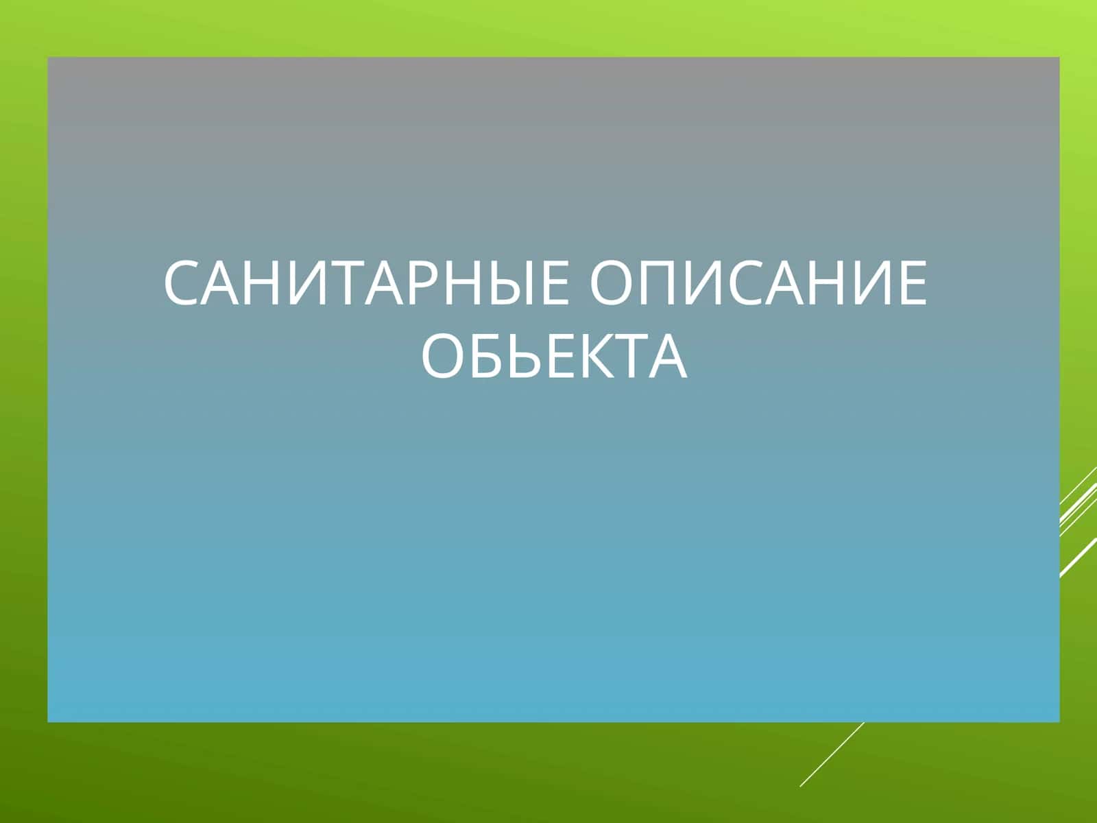 САНИТАРНЫЕ ОПИСАНИЕ ОБЬЕКТА 1