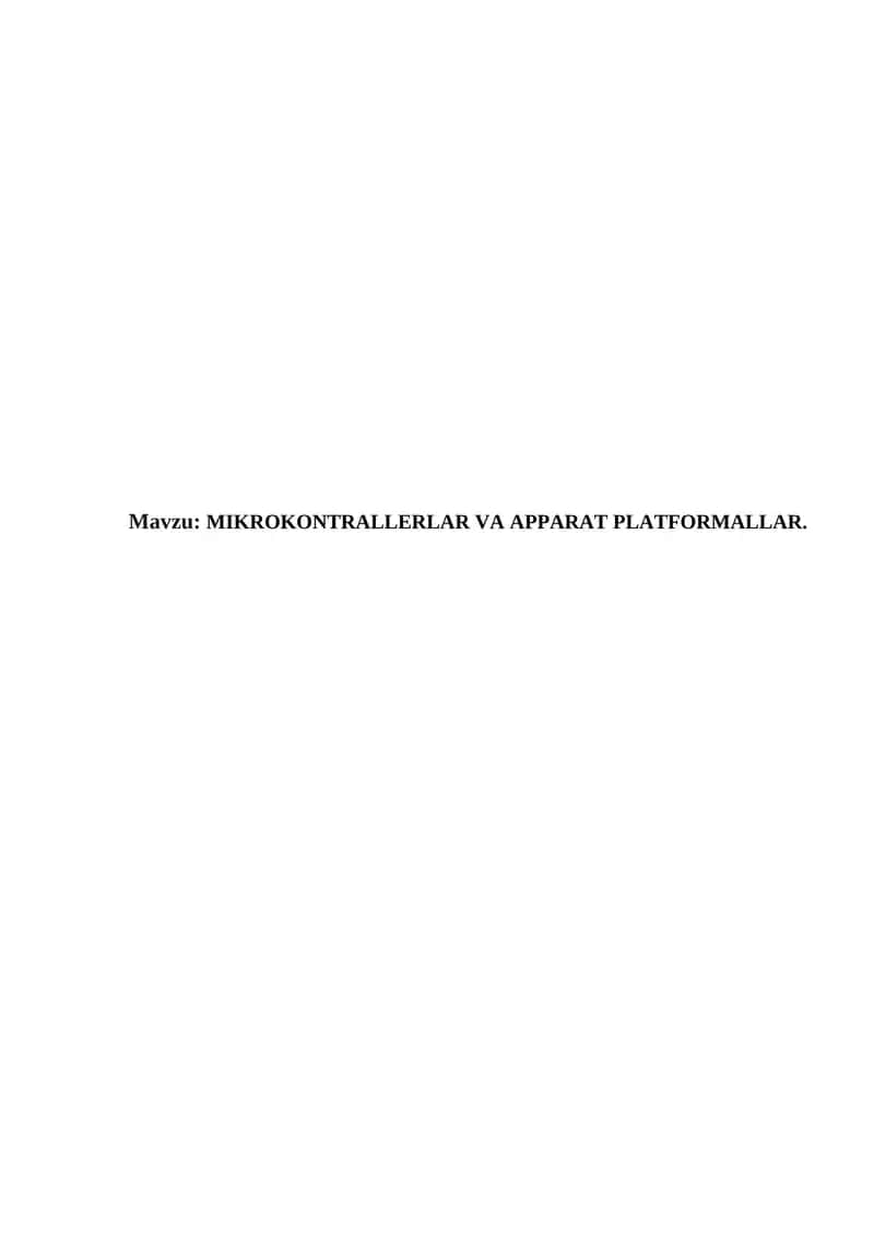 MIKROKONTRALLERLAR VA APPARAT PLATFORMALLAR. 1