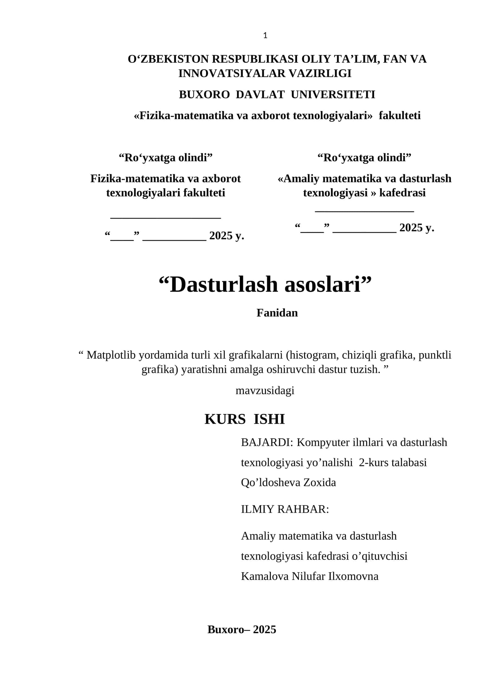 Amaliy matematika va dasturlash texnologiyasi 1