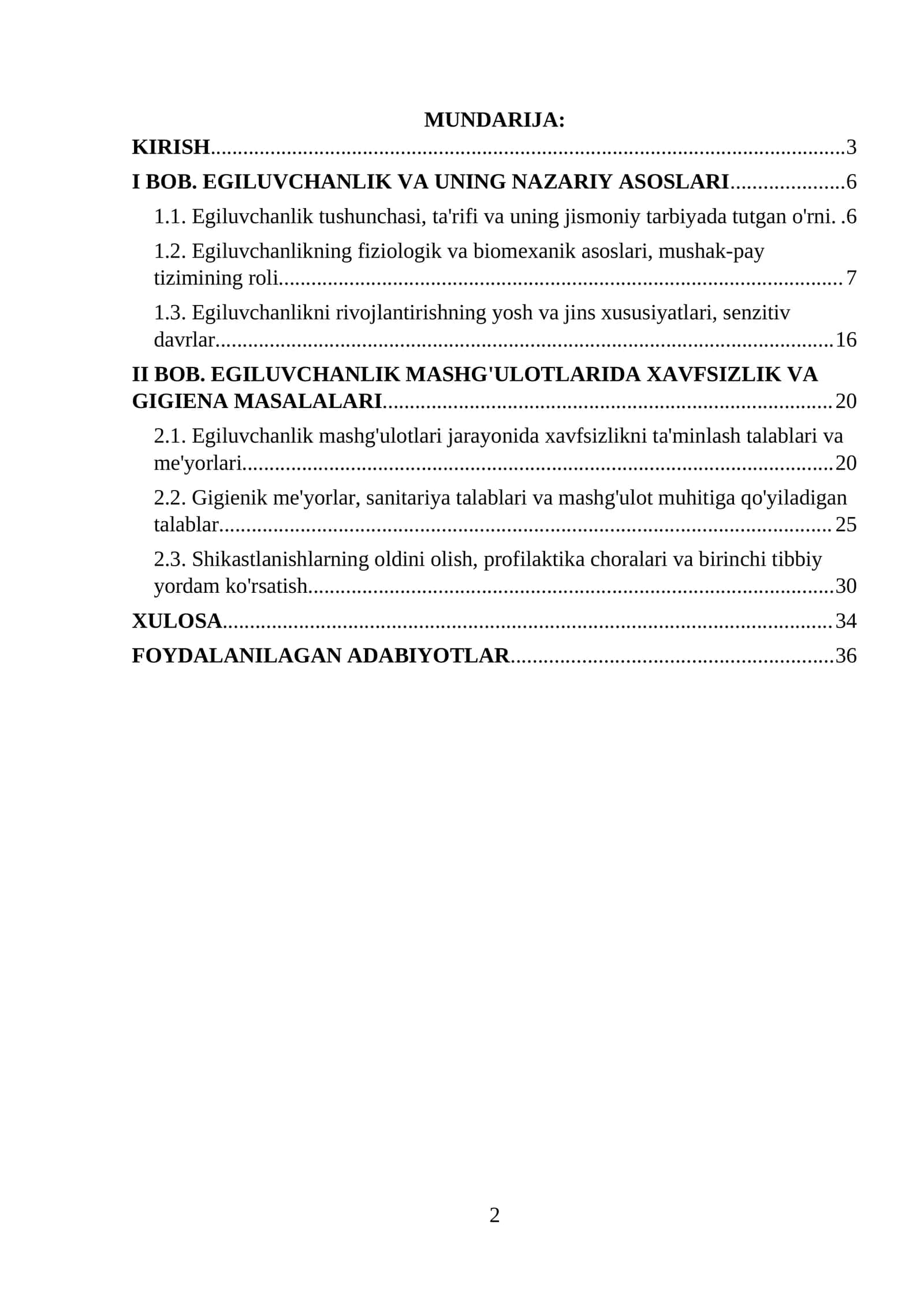 Egiluvchanlik mashg'ulotlari 1
