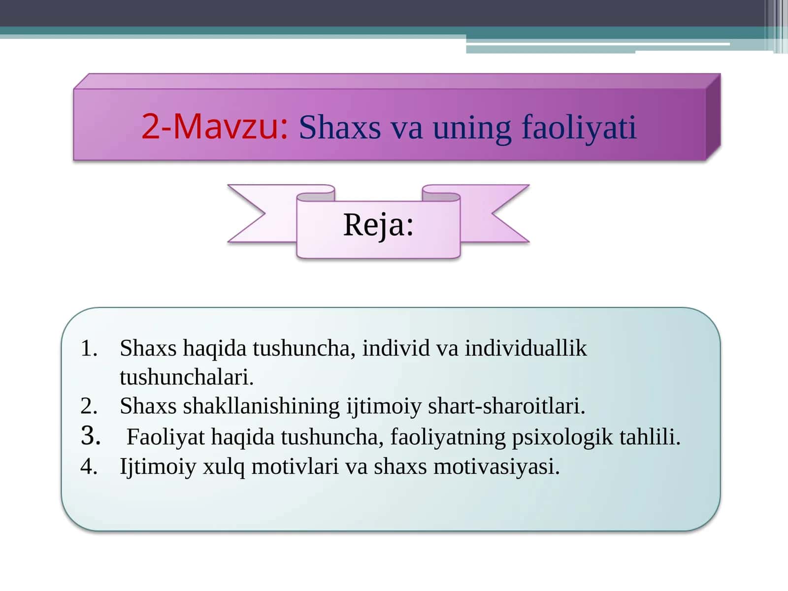 Shaxs va uning faoliyati 1