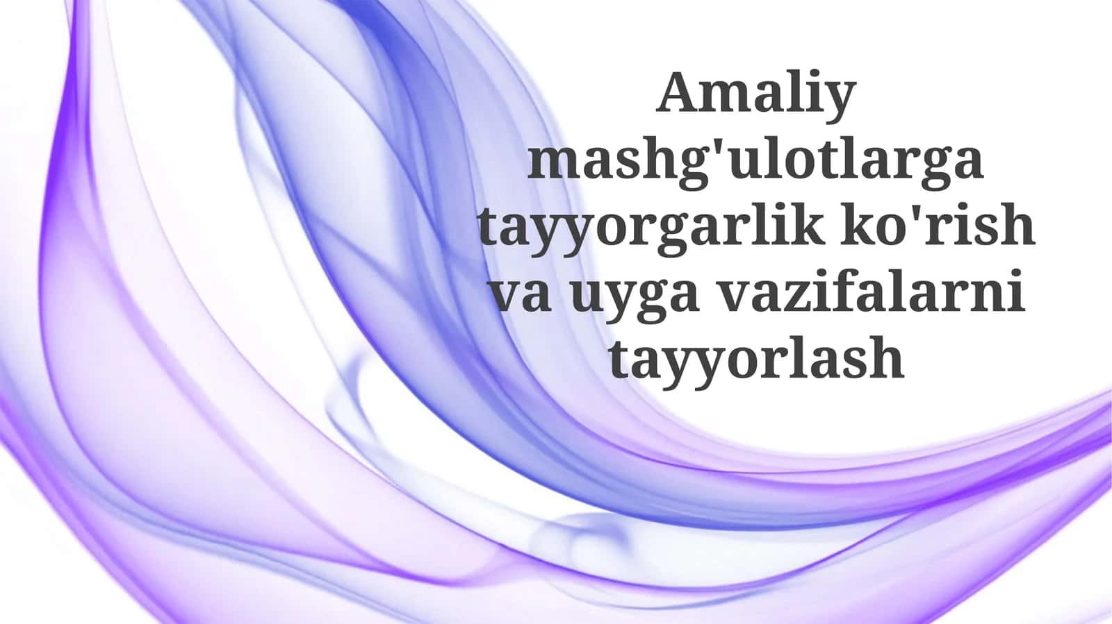 Reja va Tayyorgarlik 1
